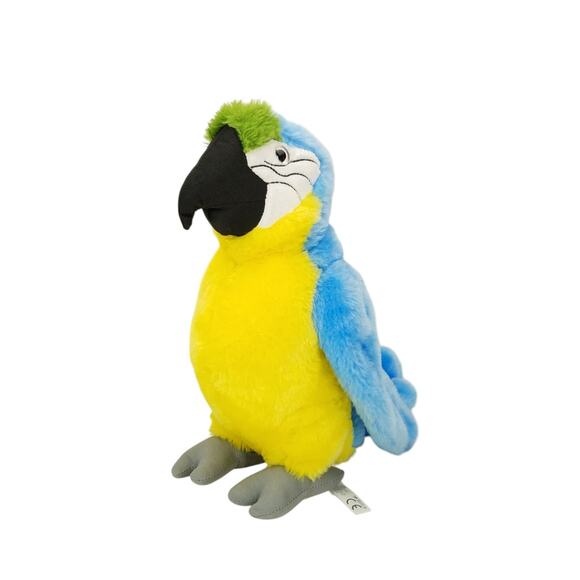 The Petting Zoo Blue Yellow Macaw Bird Plush Stuffed Animal Toy 2023 Realistic - Picture 1 of 9